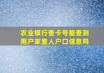 农业银行查卡号能查到用户家里人户口信息吗