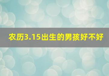 农历3.15出生的男孩好不好