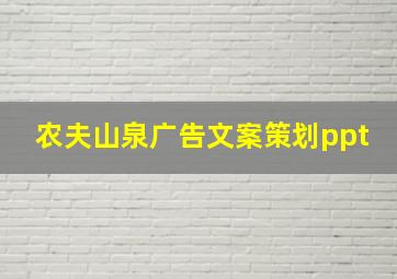 农夫山泉广告文案策划ppt