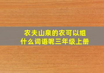 农夫山泉的农可以组什么词语呢三年级上册