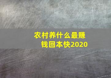 农村养什么最赚钱回本快2020