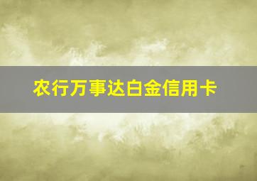 农行万事达白金信用卡