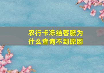 农行卡冻结客服为什么查询不到原因