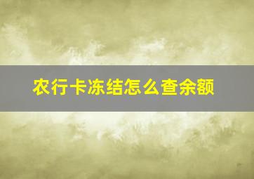 农行卡冻结怎么查余额