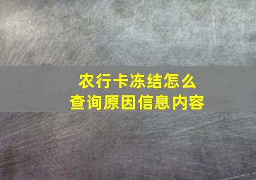 农行卡冻结怎么查询原因信息内容