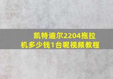 凯特迪尔2204拖拉机多少钱1台呢视频教程