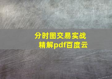 分时图交易实战精解pdf百度云