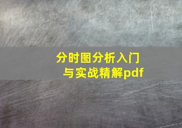 分时图分析入门与实战精解pdf