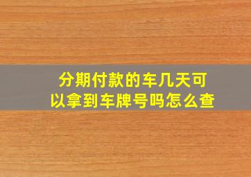 分期付款的车几天可以拿到车牌号吗怎么查