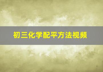 初三化学配平方法视频