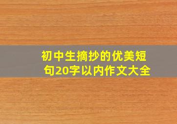 初中生摘抄的优美短句20字以内作文大全