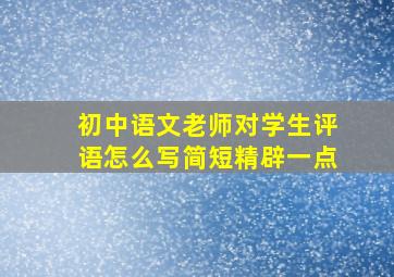 初中语文老师对学生评语怎么写简短精辟一点