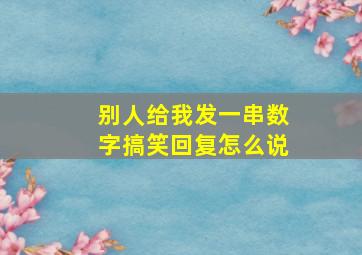 别人给我发一串数字搞笑回复怎么说