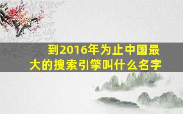 到2016年为止中国最大的搜索引擎叫什么名字