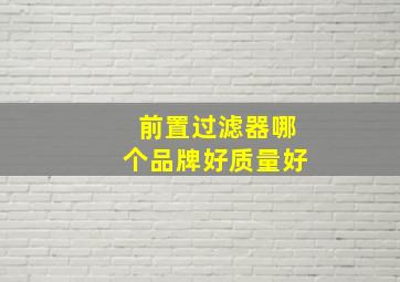 前置过滤器哪个品牌好质量好