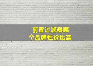 前置过滤器哪个品牌性价比高