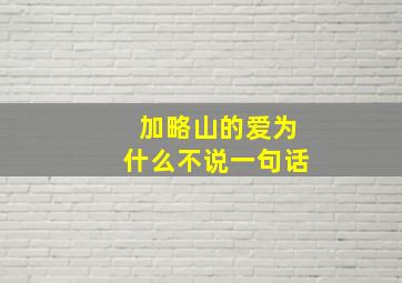 加略山的爱为什么不说一句话