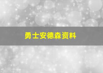 勇士安德森资料