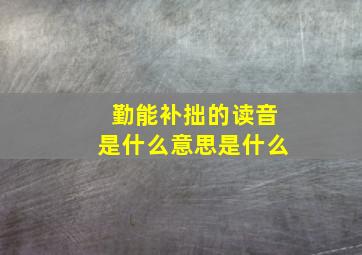 勤能补拙的读音是什么意思是什么