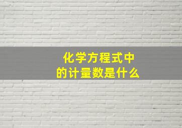 化学方程式中的计量数是什么