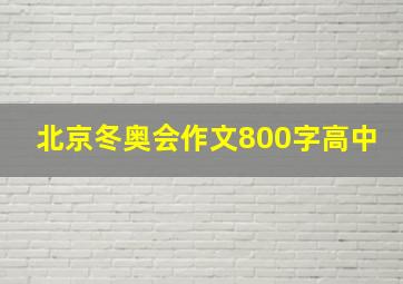 北京冬奥会作文800字高中