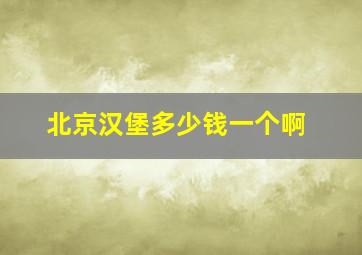 北京汉堡多少钱一个啊