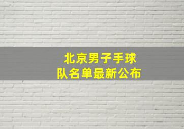 北京男子手球队名单最新公布