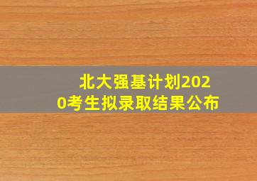 北大强基计划2020考生拟录取结果公布