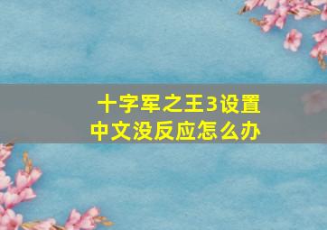 十字军之王3设置中文没反应怎么办