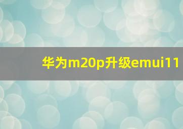 华为m20p升级emui11