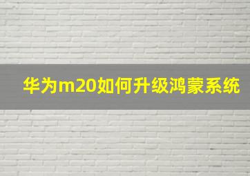 华为m20如何升级鸿蒙系统