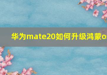 华为mate20如何升级鸿蒙os