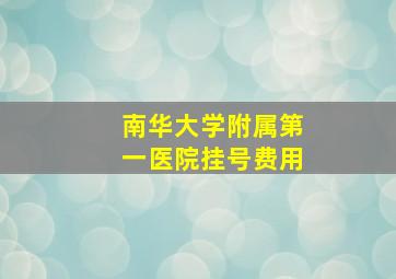 南华大学附属第一医院挂号费用