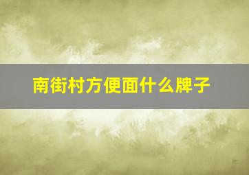 南街村方便面什么牌子