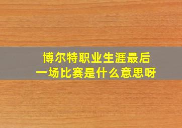 博尔特职业生涯最后一场比赛是什么意思呀