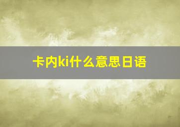 卡内ki什么意思日语