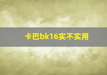 卡巴bk16实不实用