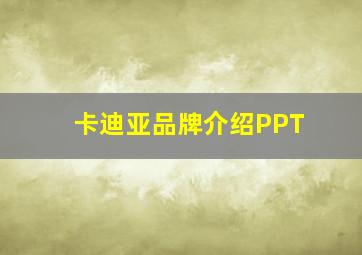 卡迪亚品牌介绍PPT