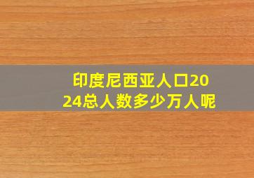 印度尼西亚人口2024总人数多少万人呢