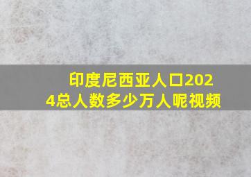 印度尼西亚人口2024总人数多少万人呢视频