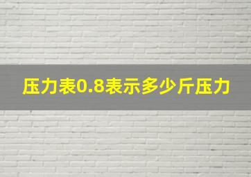 压力表0.8表示多少斤压力