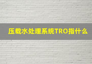 压载水处理系统TRO指什么