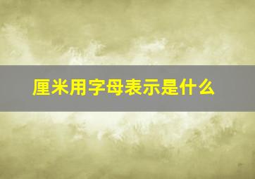 厘米用字母表示是什么