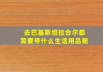 去巴基斯坦拉合尔都需要带什么生活用品呢