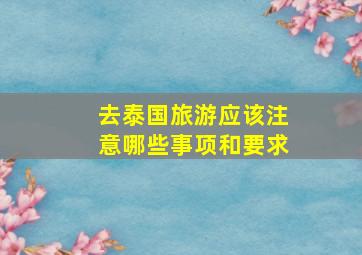 去泰国旅游应该注意哪些事项和要求