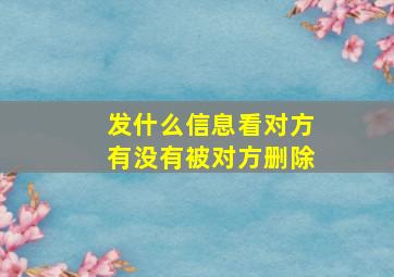 发什么信息看对方有没有被对方删除