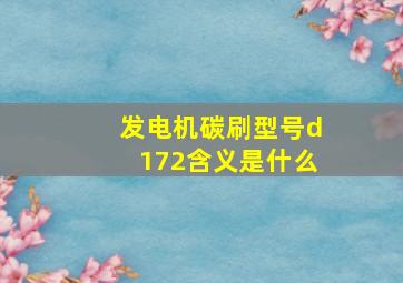 发电机碳刷型号d172含义是什么