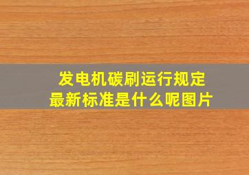 发电机碳刷运行规定最新标准是什么呢图片