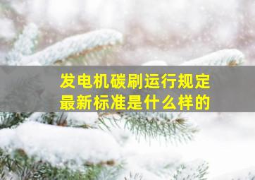 发电机碳刷运行规定最新标准是什么样的