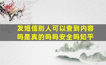 发短信别人可以查到内容吗是真的吗吗安全吗知乎